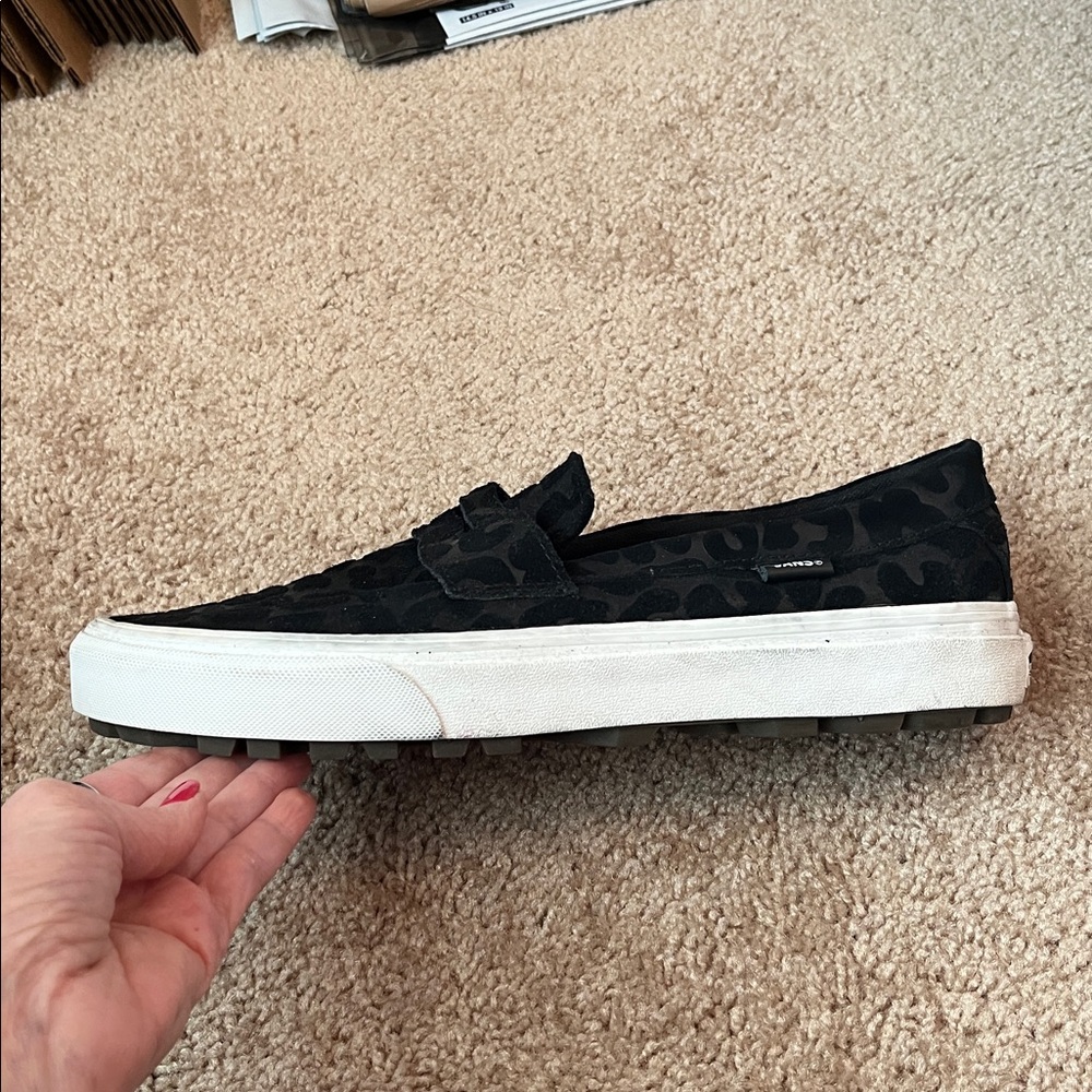 Vans Style 53 Black Embossed Leopard Slip On Sneakers - Picture 3 of 7